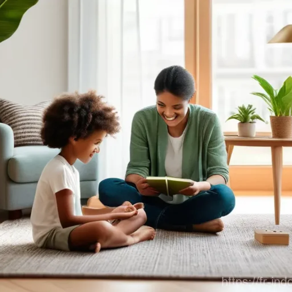 IoT 기반 실내 공기질 관리 - **Prompt:** A cozy, modern living room bathed in soft, natural morning light. A young, diverse famil...