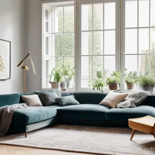 에어컨과 미세먼지 - **Prompt:** A serene and tastefully decorated modern French living room, bathed in soft, natural day...