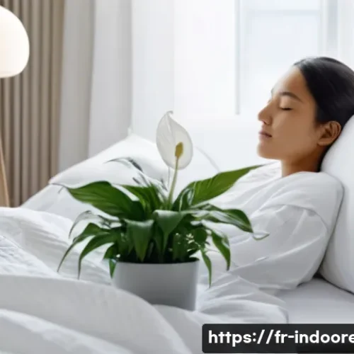 온도와 습도의 관계 - **A Serene Bedroom with Balanced Humidity:** A comfortable bedroom scene where a person, dressed in ...