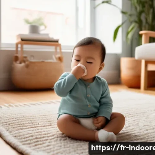 실내 공기질과 건강 - **Prompt 1: The Subtle Presence of Invisible Pollutants**
    "A cozy, slightly lived-in living room...