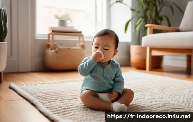 실내 공기질과 건강 - **Prompt 1: The Subtle Presence of Invisible Pollutants**
"A cozy, slightly lived-in living room...