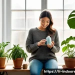 겨울철 식물 관리 - **Cozy Winter Oasis: Indoor Plant Misting and Humidity**
    A peaceful, well-lit indoor scene in wi...